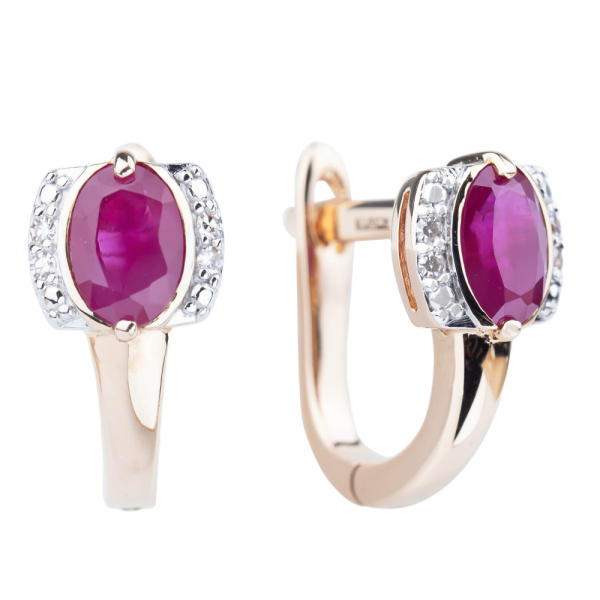 Серьги из красного золота с рубинами и бриллиантами